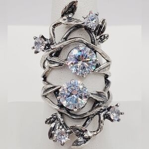 925 Sterling Silver Floral & Vine Statement Ring